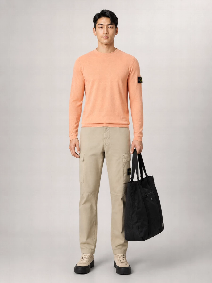 Stone Island Crew Neck Cotton Blend Sweater