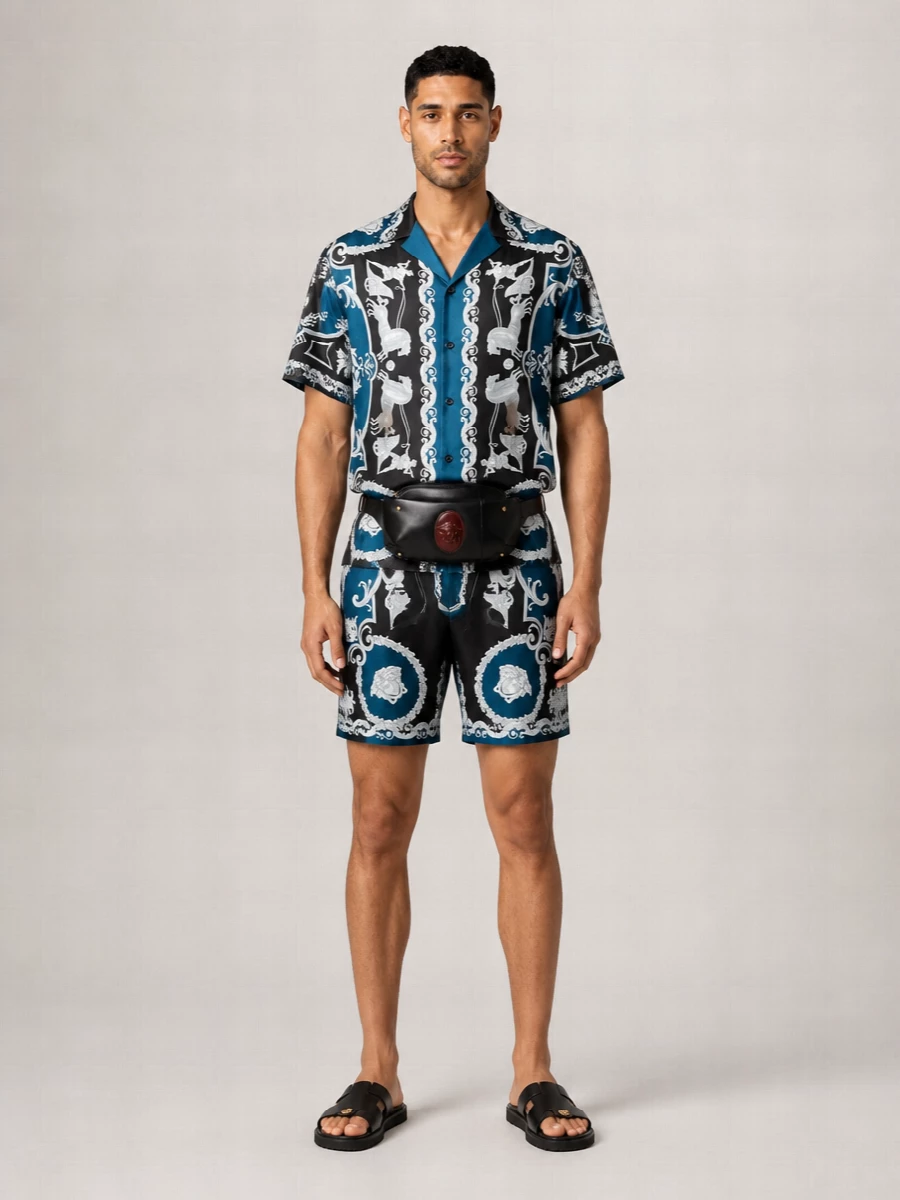 Versace Silk Printed Bermuda Shorts