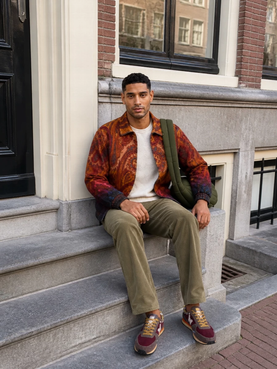 Etro paisley jacket with corduroy trousers