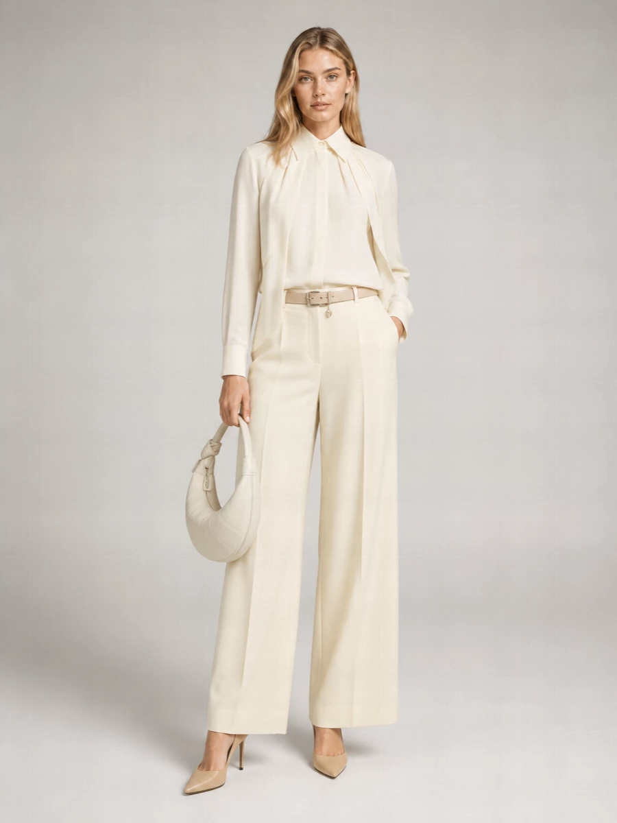 Max Mara Stretch Cotton Wide-Leg Trousers