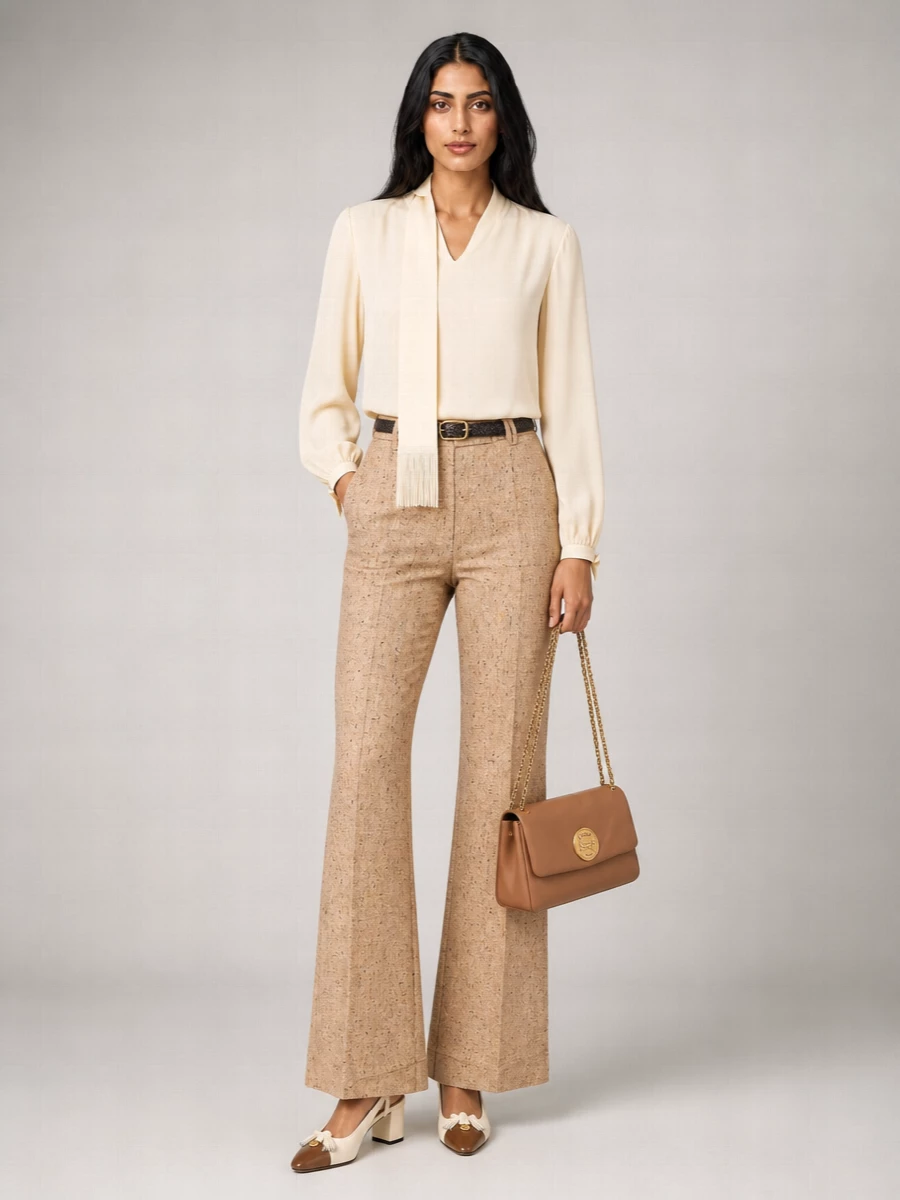 Valentino Garavani Bouclé Wool Flared Trousers