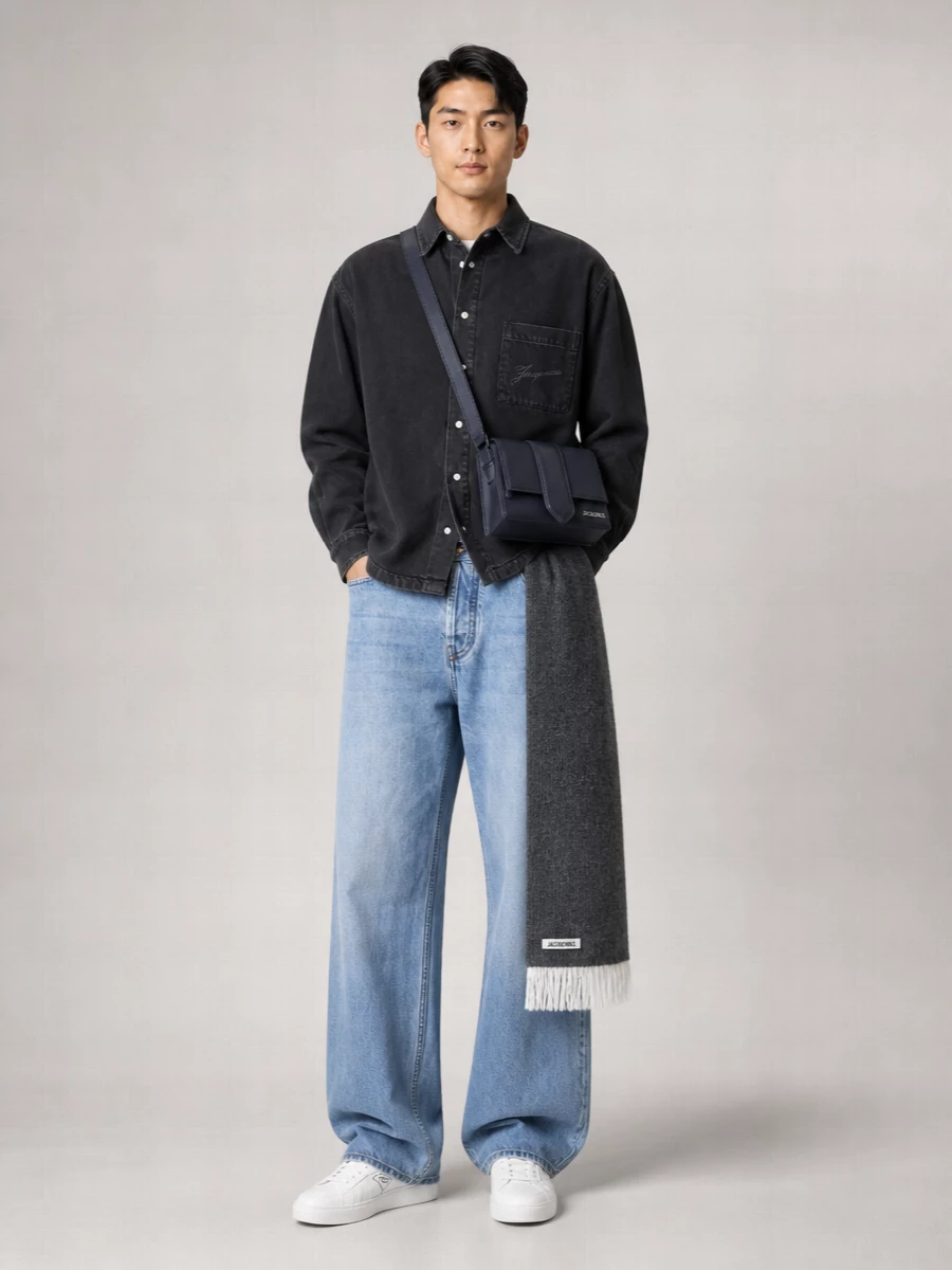 Jacquemus Denim Mid-Rise Wide-Leg Jeans