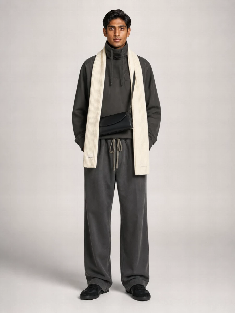 Lemaire High Collar Sweater Drawstring Front Pocket
