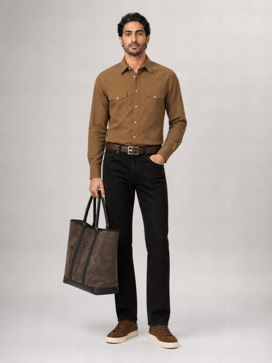 Tom Ford Reversible Crocodile-Effect Leather Belt