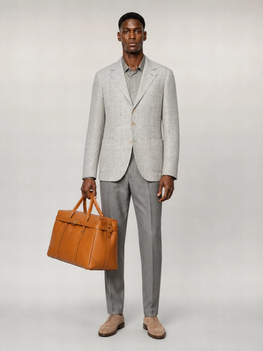 Brunello Cucinelli Linen Checked Single-Breasted Blazer