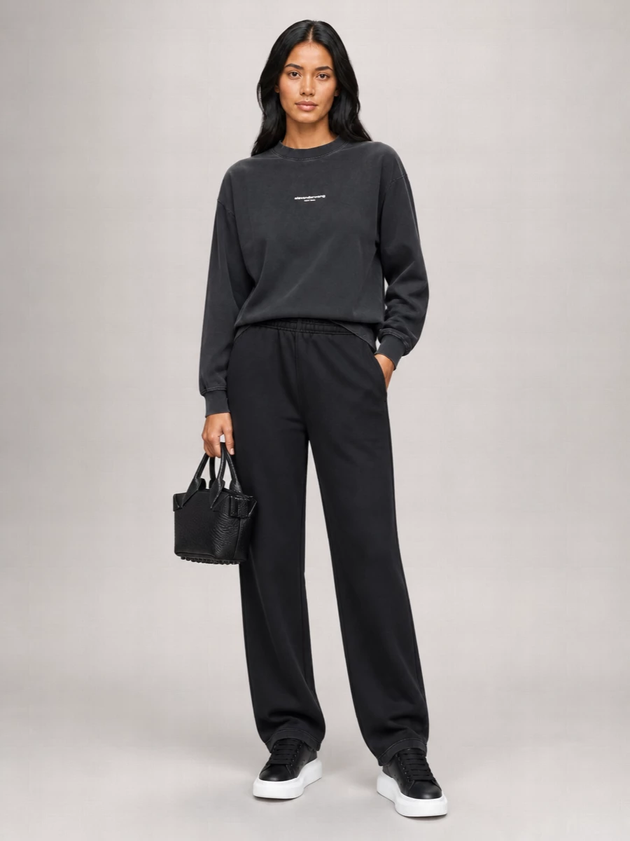 Alexander Wang Cotton Oversized Long-Sleeve Logo T-Shirt