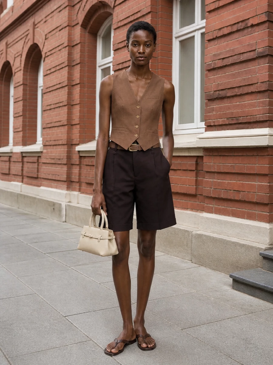 Elisabetta franchi tailored shorts waistcoat outfit