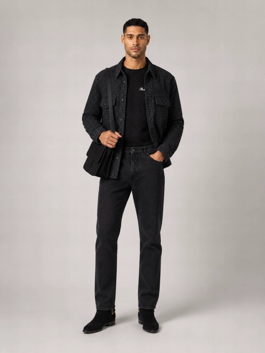 Balmain Denim Monogram Overshirt