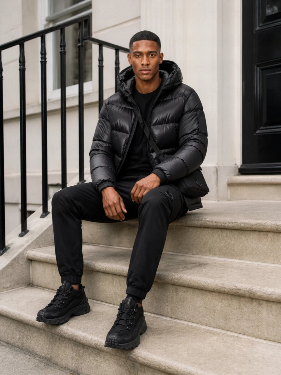 Cp company puffer cargo pants moncler sneakers