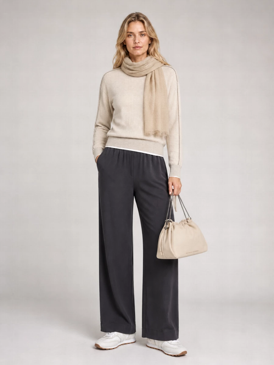 Brunello Cucinelli Silk Satin Track Trousers