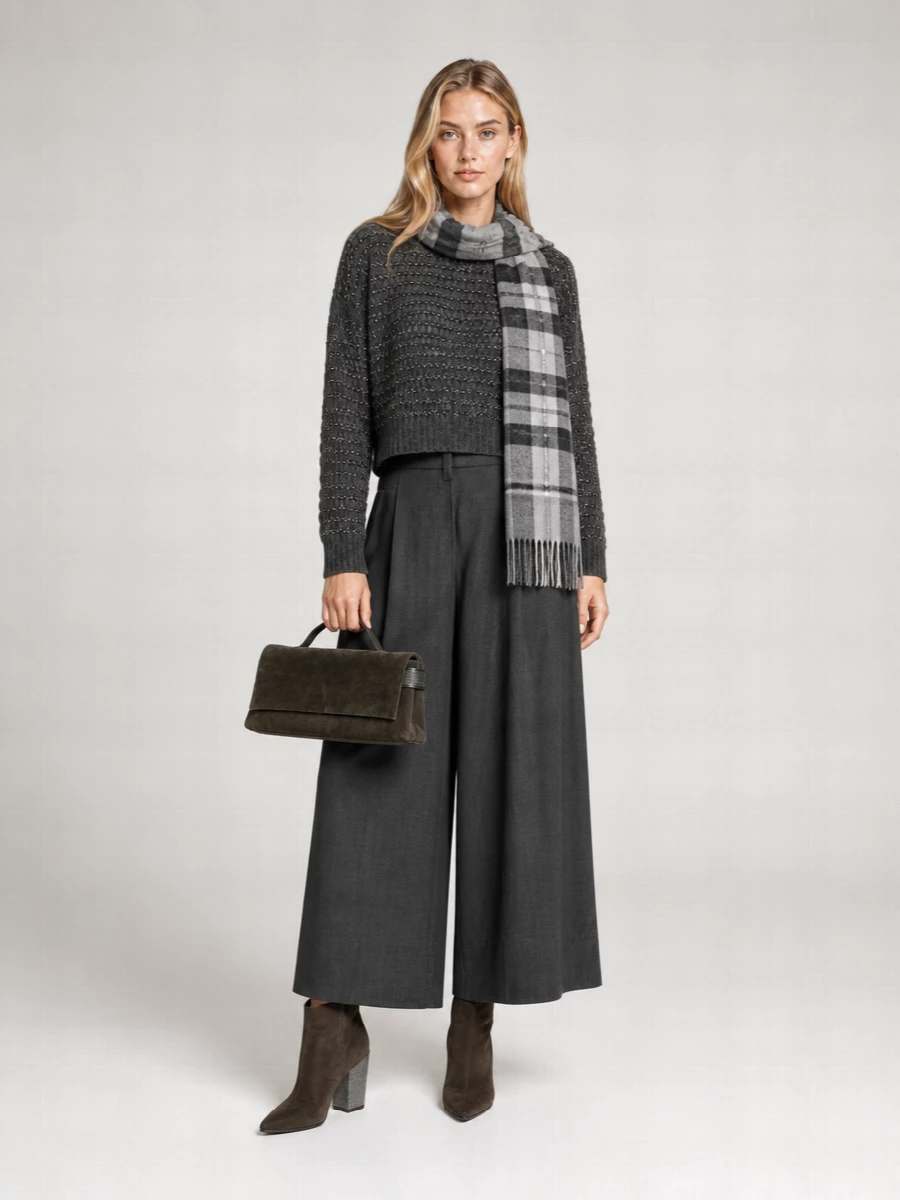 Brunello Cucinelli Wool Cashmere Open Mesh Striped Sweatshirt