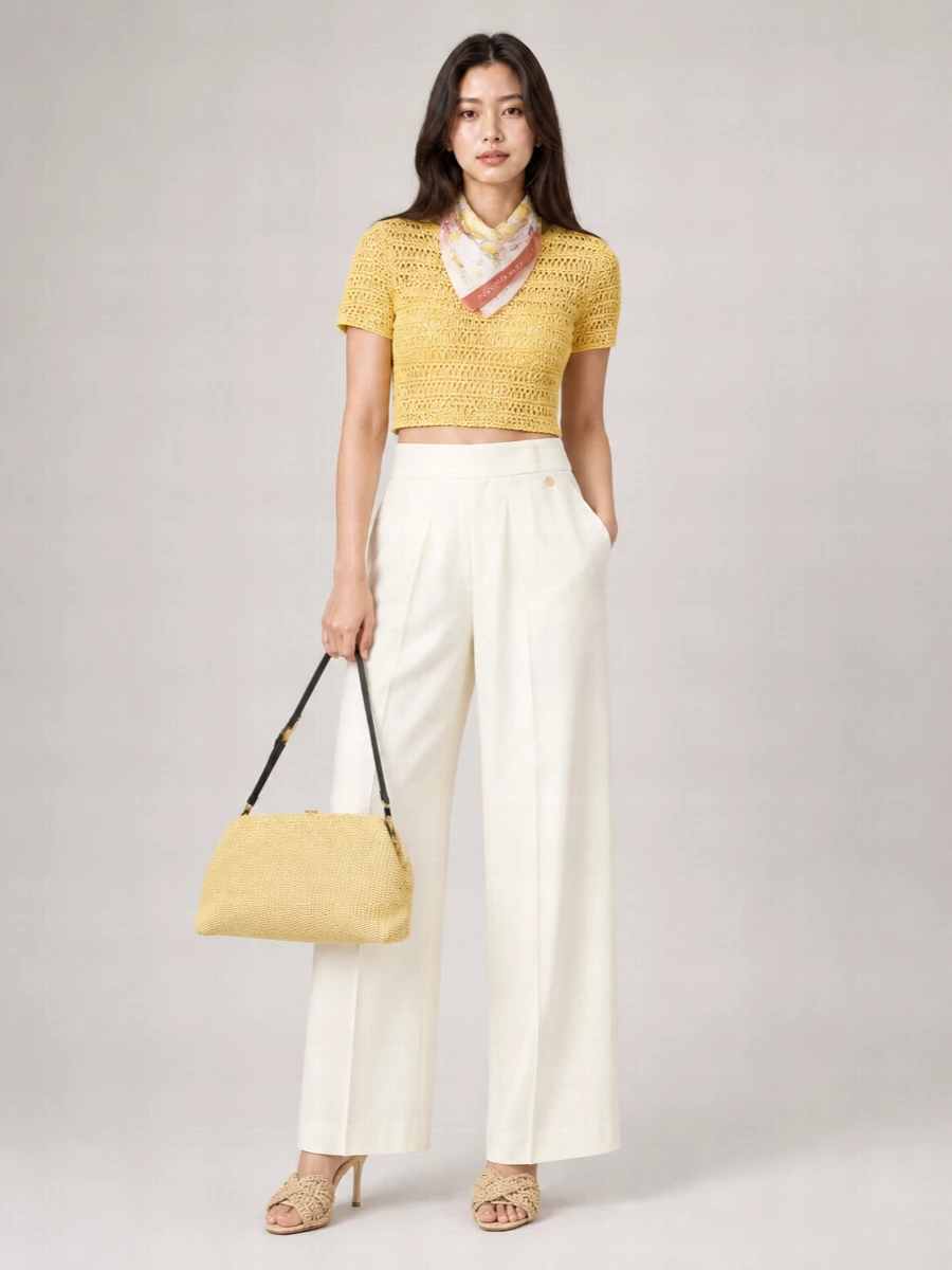 Alberta Ferretti Linen Mesh T-Shirt