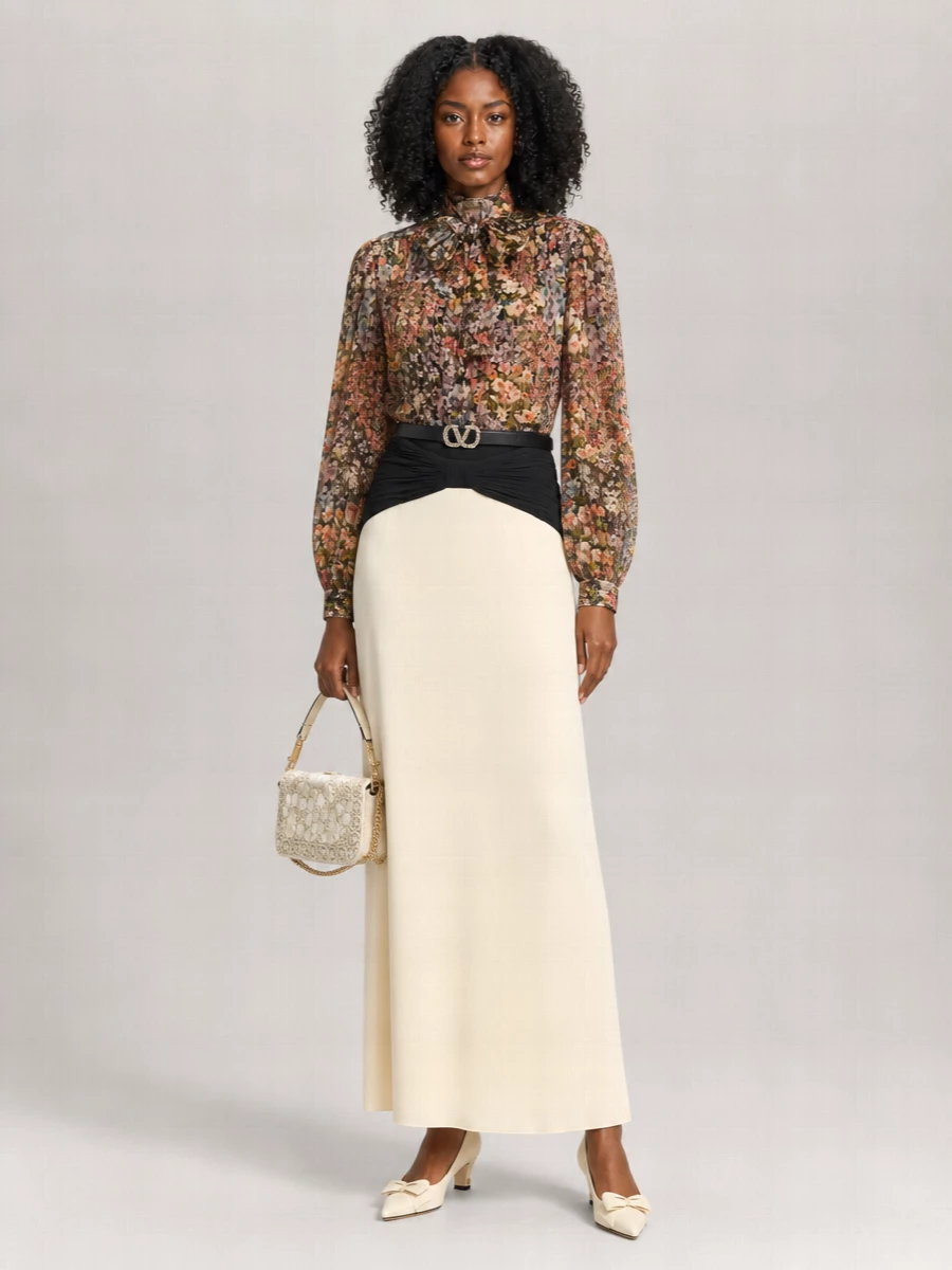 Valentino Garavani Silk Floral-Print Lavallière Blouse