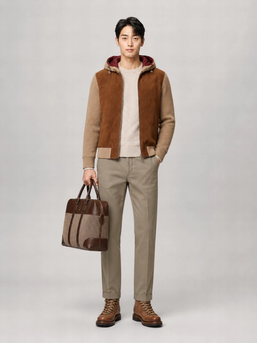 Brunello Cucinelli Suede And Cashmere Hooded Bomber Jacket