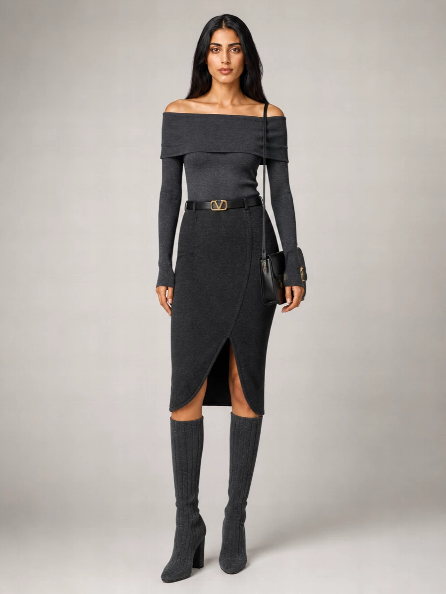 Victoria Beckham Wool Padded Asymmetric Skirt