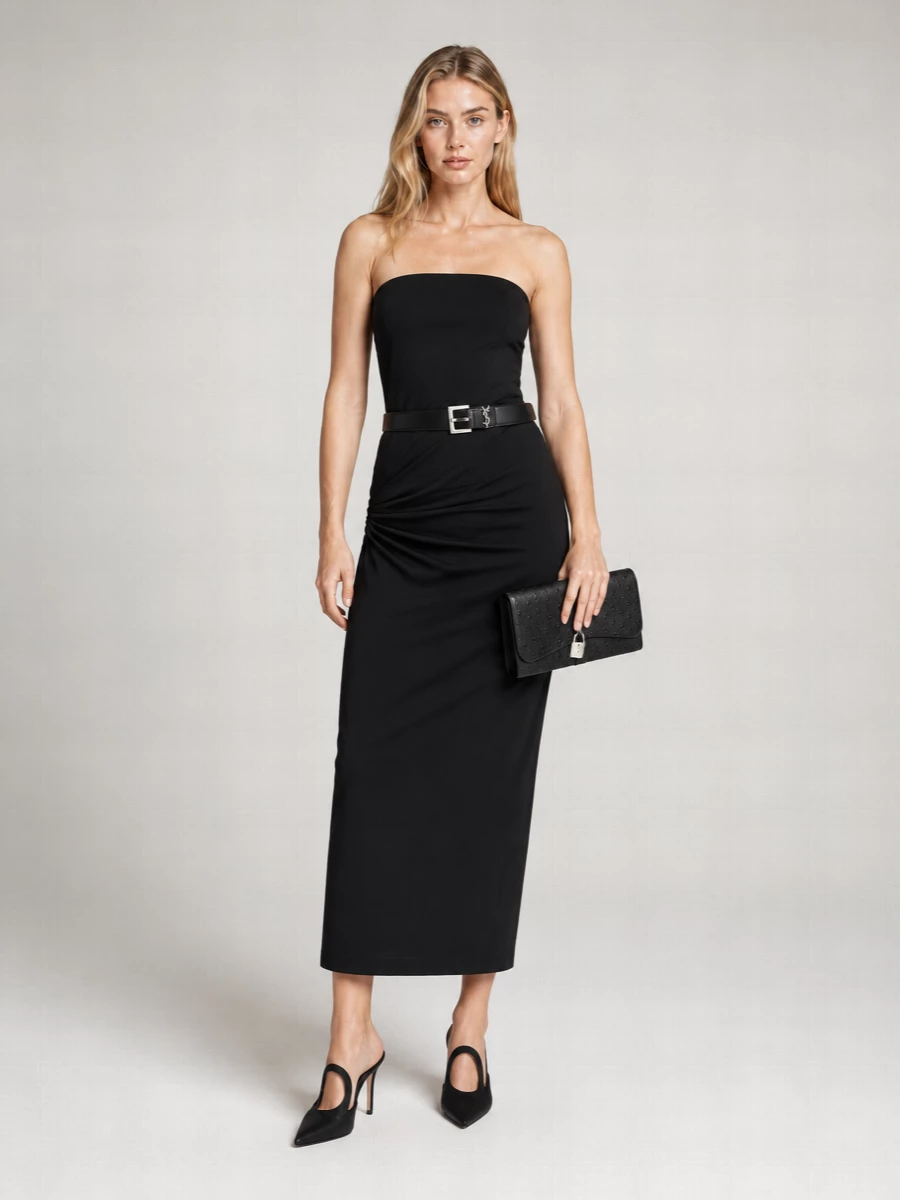 Max Mara Silk Gathered Draped Cutout Asymmetric Midi Dress