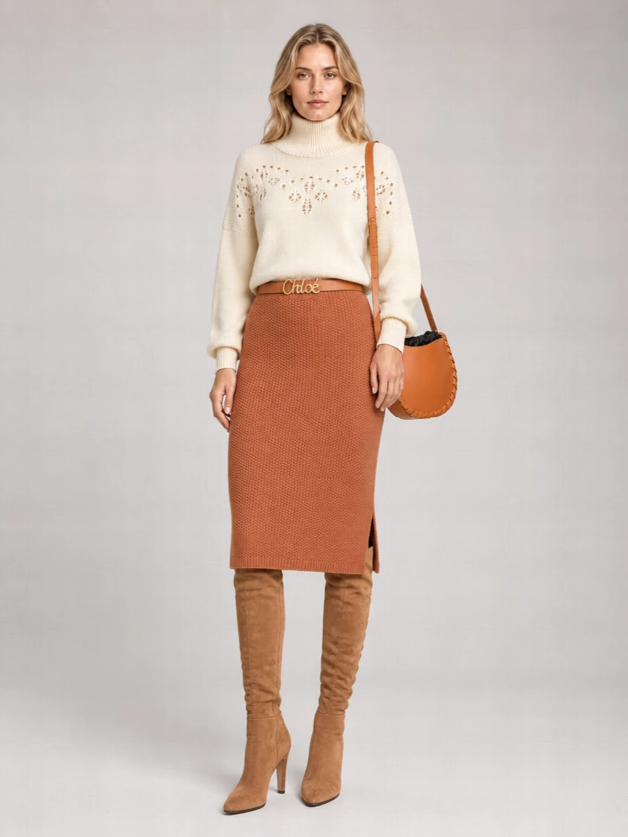 Chloé Cashmere Knit Long Skirt