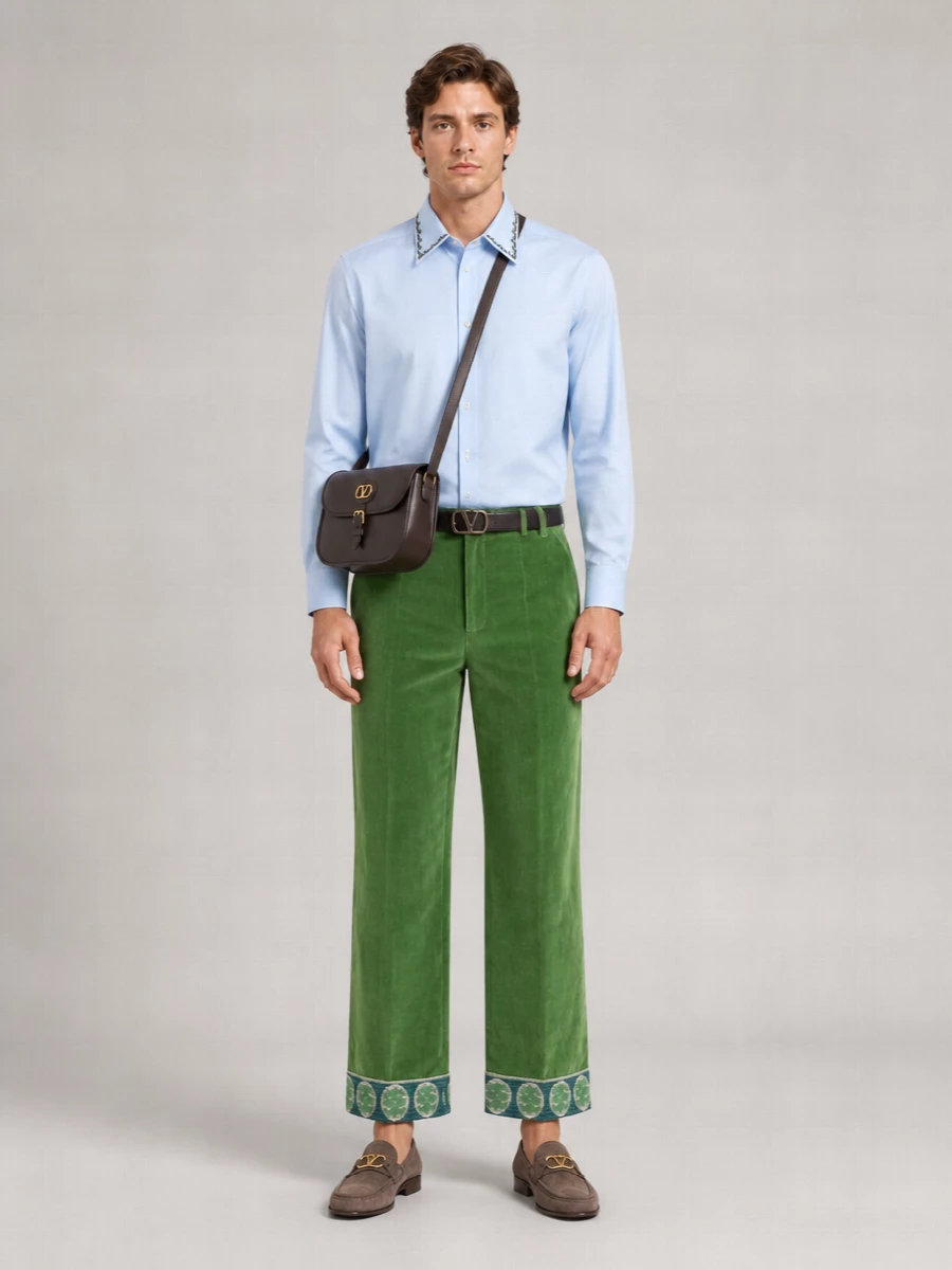 Valentino Jacquard Hem Wide-Leg Trousers