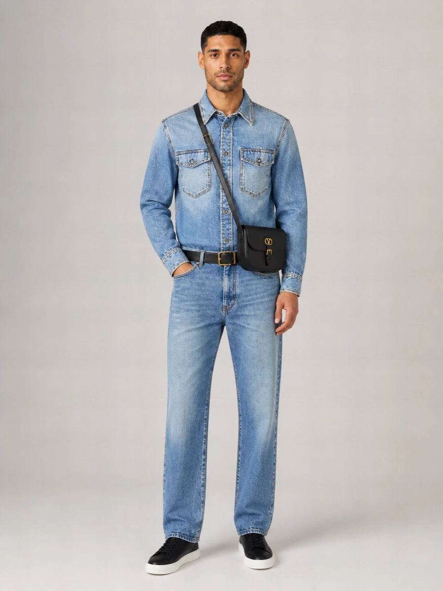Versace Studded Straight-Leg Denim Jeans