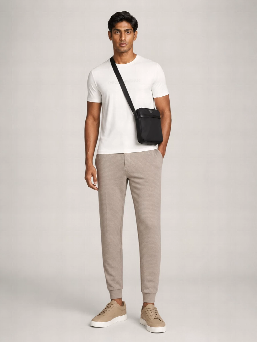 Emporio Armani Cotton Logo Print Regular Fit Crew Neck T-Shirt