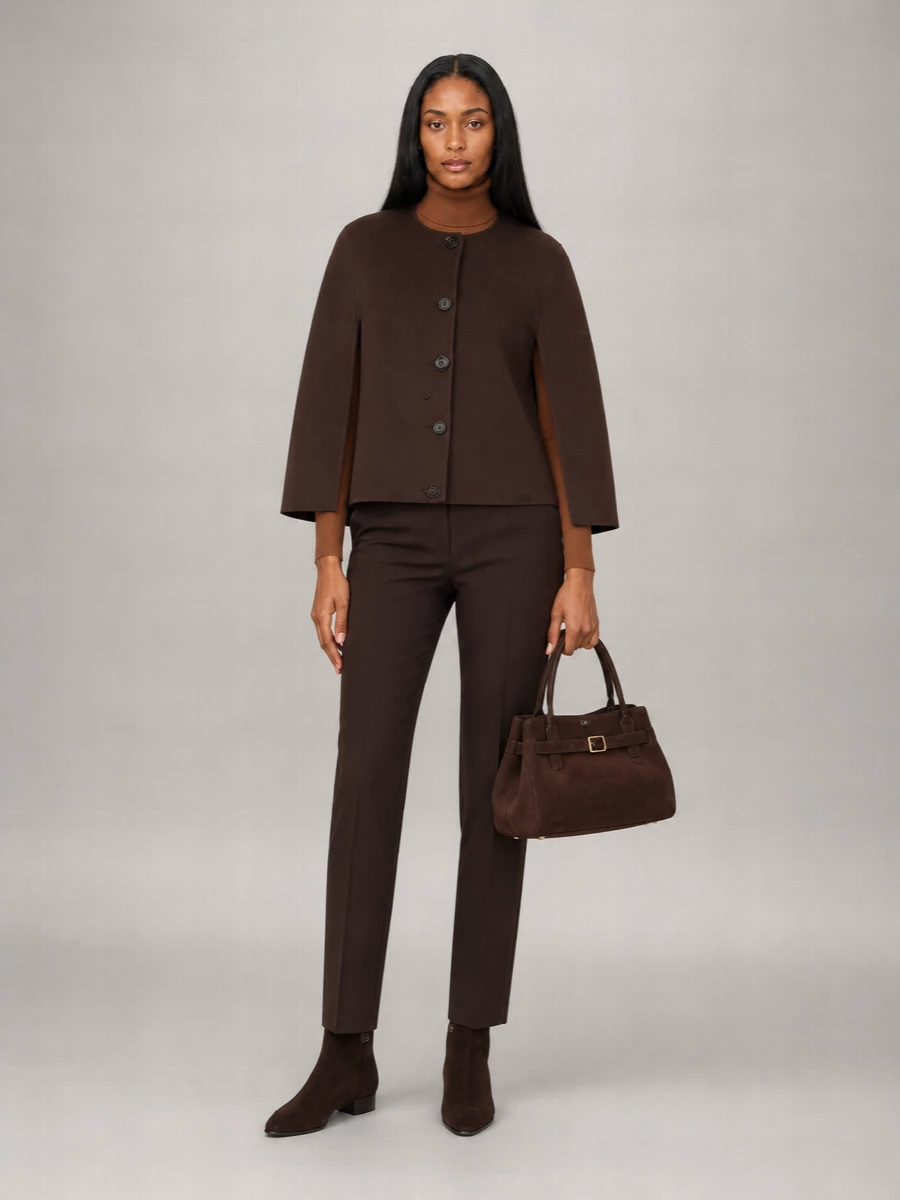 S Max Mara Wool Kimono-Sleeve Cape