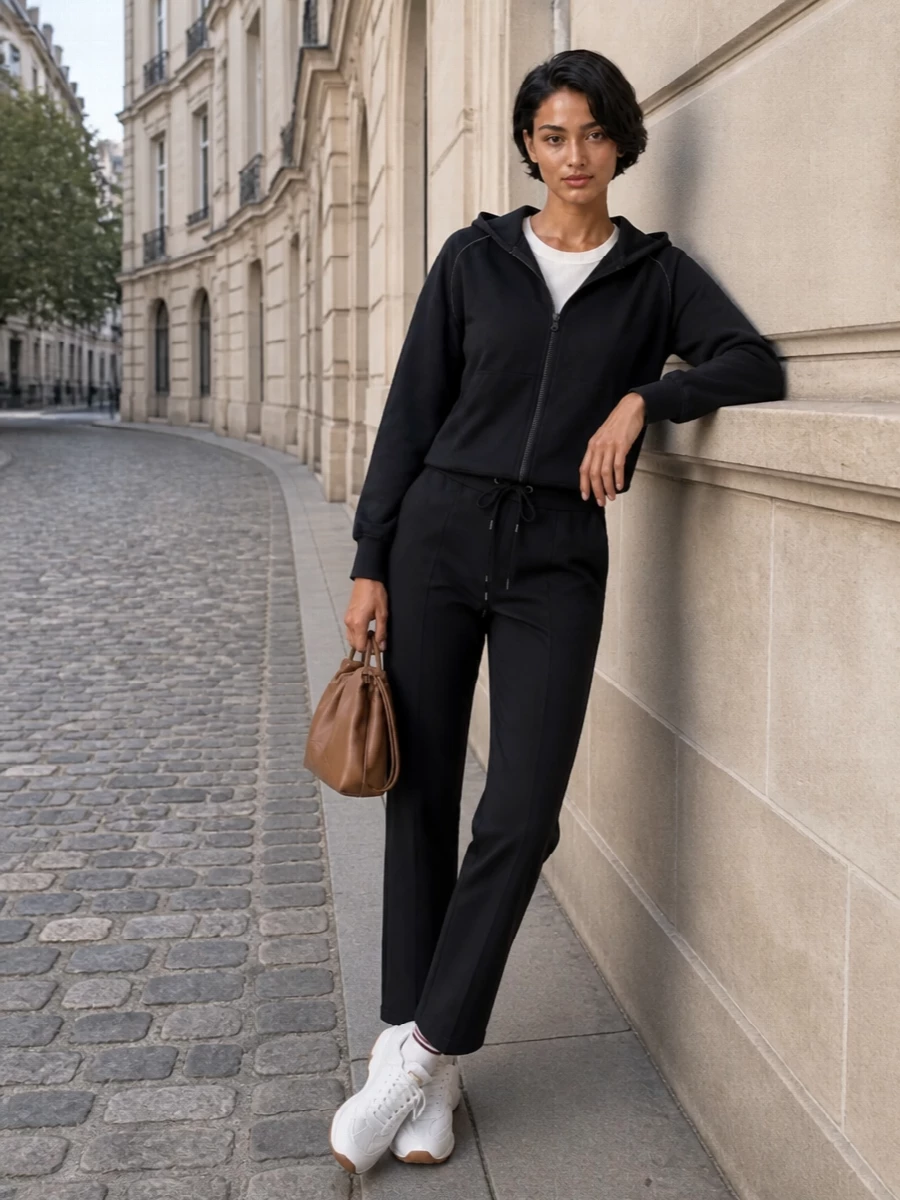 Brunello cucinelli black track pants white sneakers