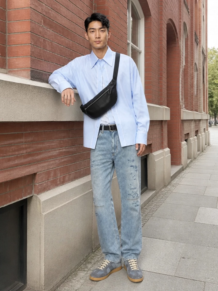 Maison margiela jeans oversized shirt outfit