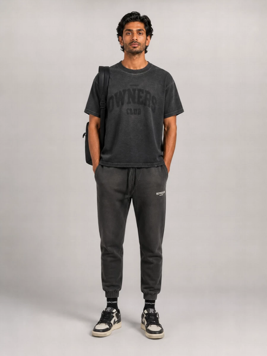 Represent Melange Cotton Logo Print Short Sleeve T-Shirt
