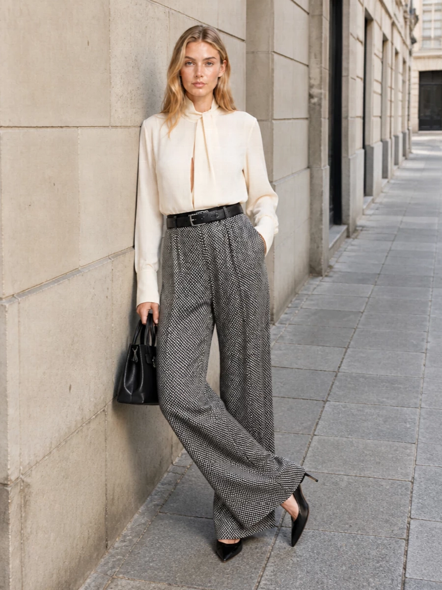 Tom ford sheer wide leg trousers outfit