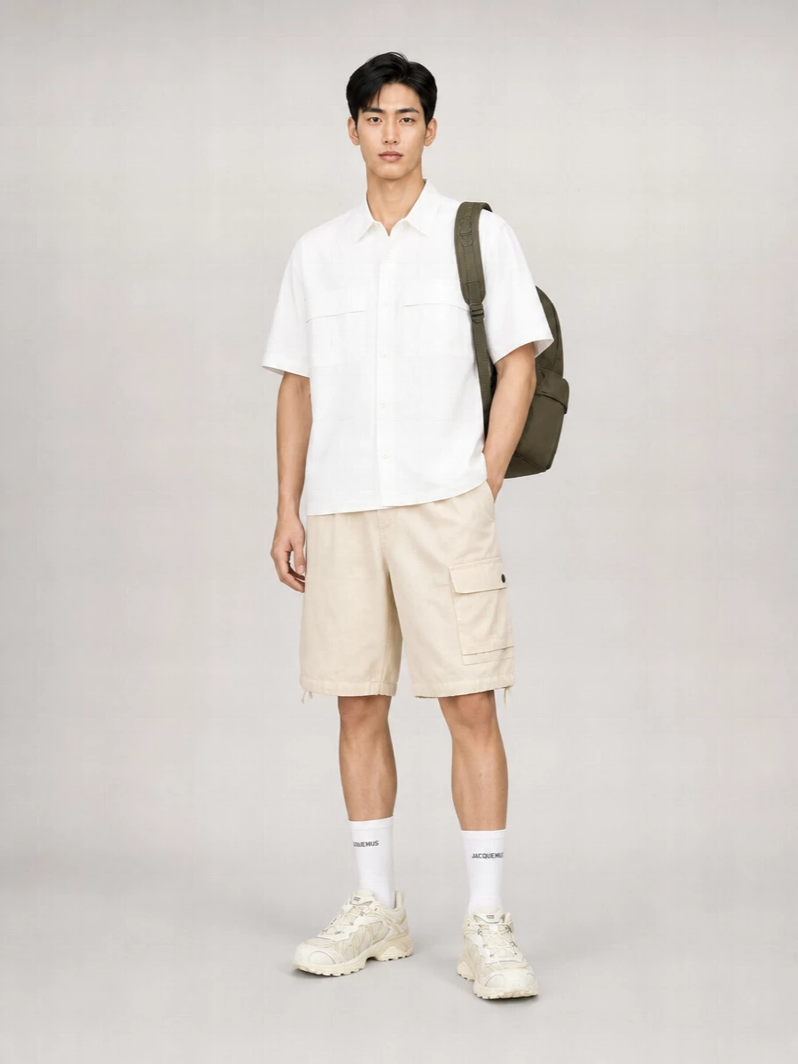 C.p. Company Linen Cargo Shorts