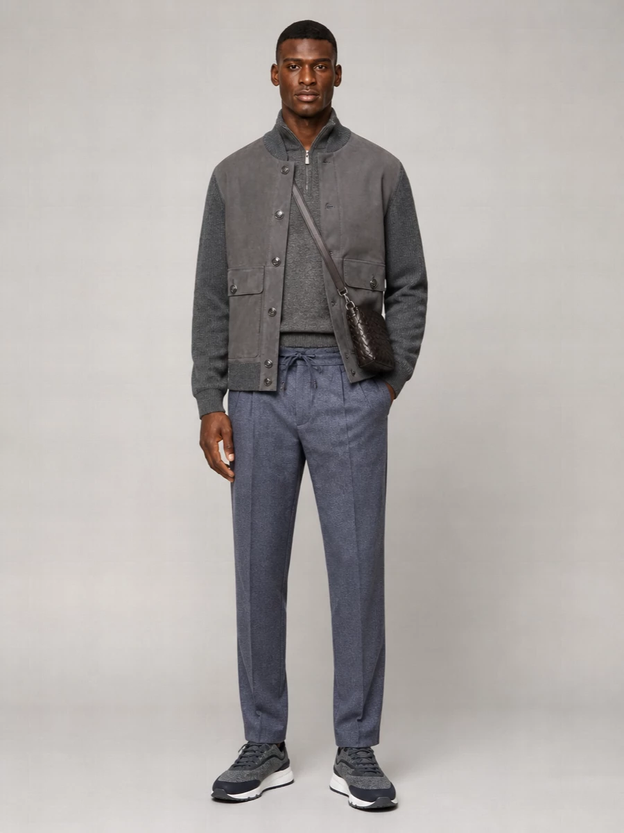 Brunello Cucinelli leather padded jacket