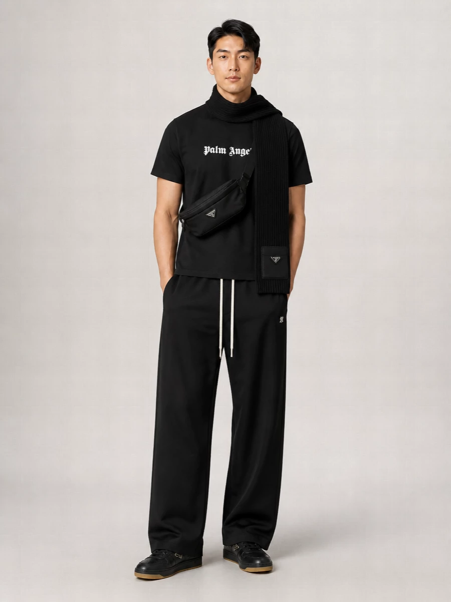 Palm Angels Cotton Logo Print Slim T-Shirt