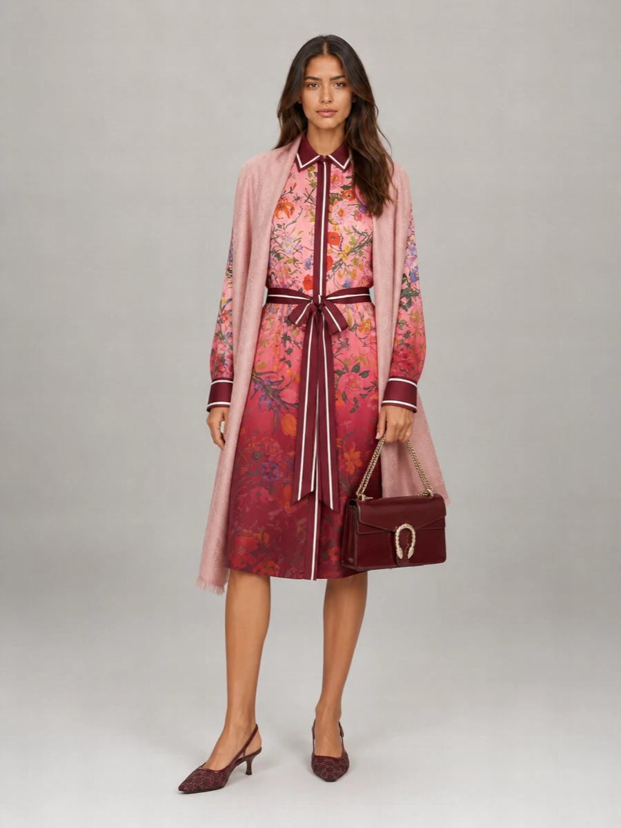 Gucci Silk Printed Shirt Dress