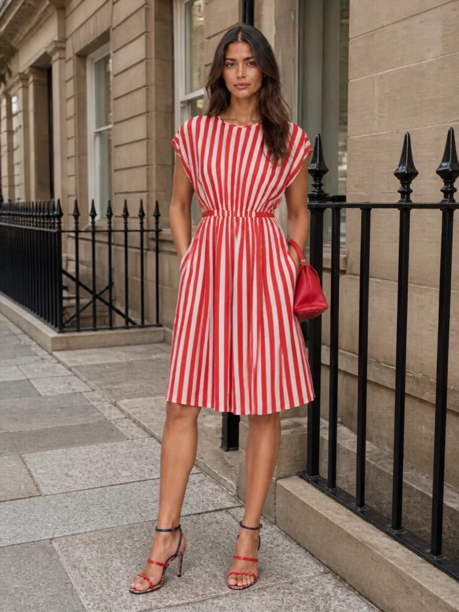 Loewe red sandals dolce gabbana striped dress