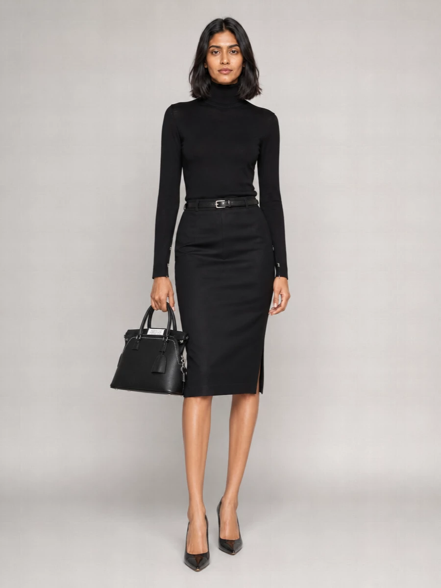 Maison Margiela Wool-Blend Midi Straight Skirt