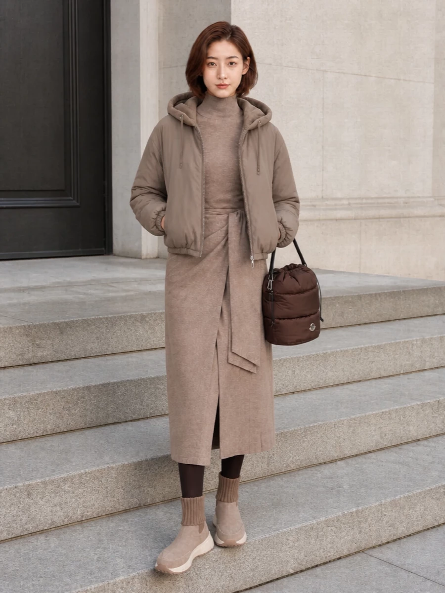Max mara taupe knit dress moose knuckles bomber