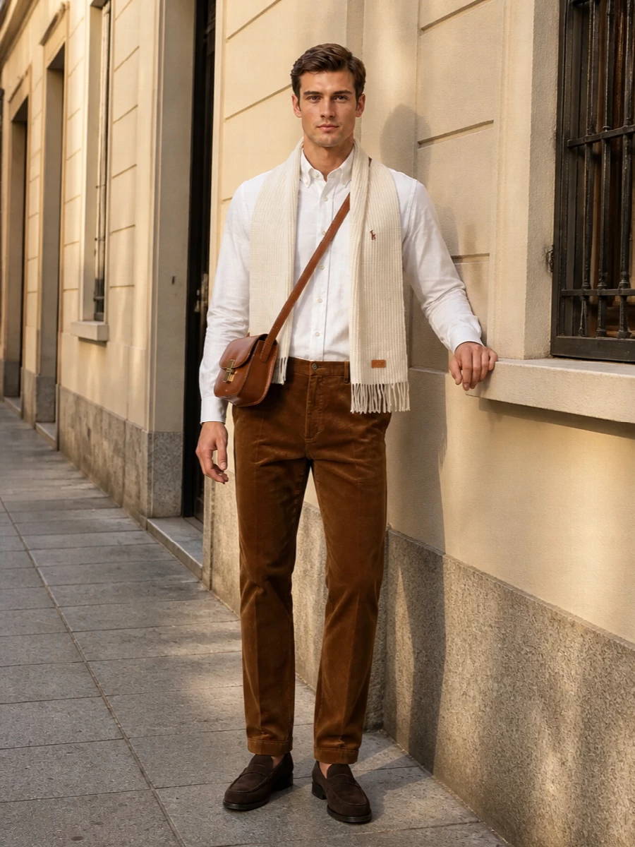 Ralph lauren oxford with corduroy trousers outfit