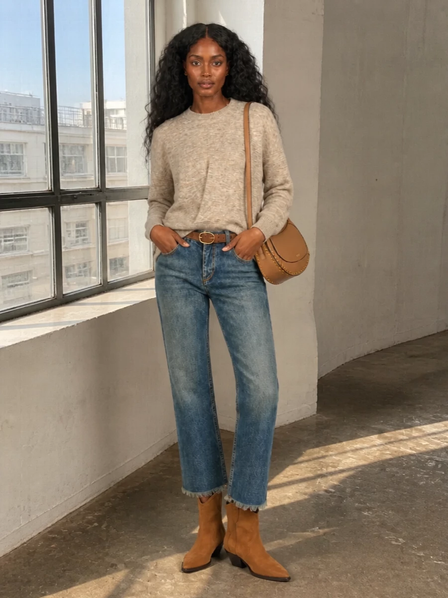 Isabel marant jeans tan western boots outfit