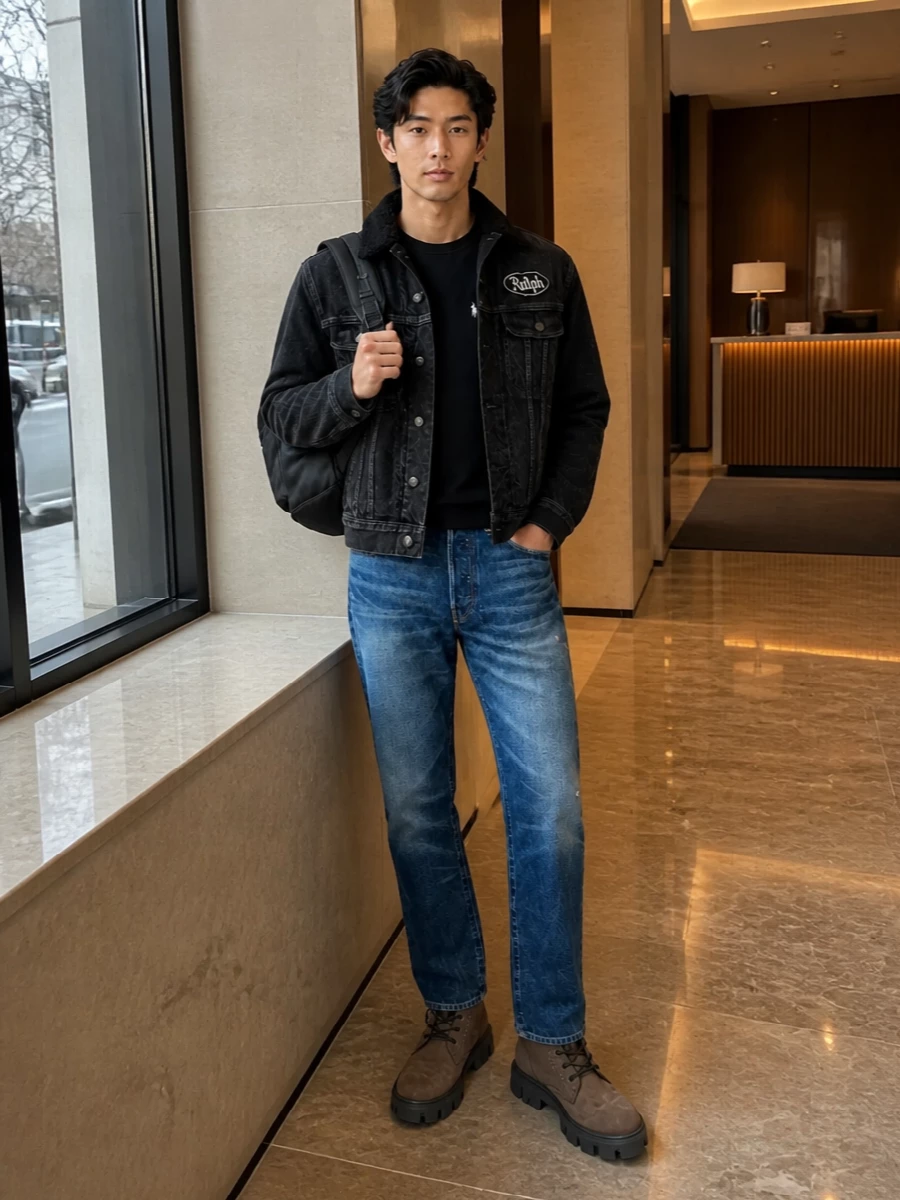 Polo ralph lauren trucker moncler boots outfit