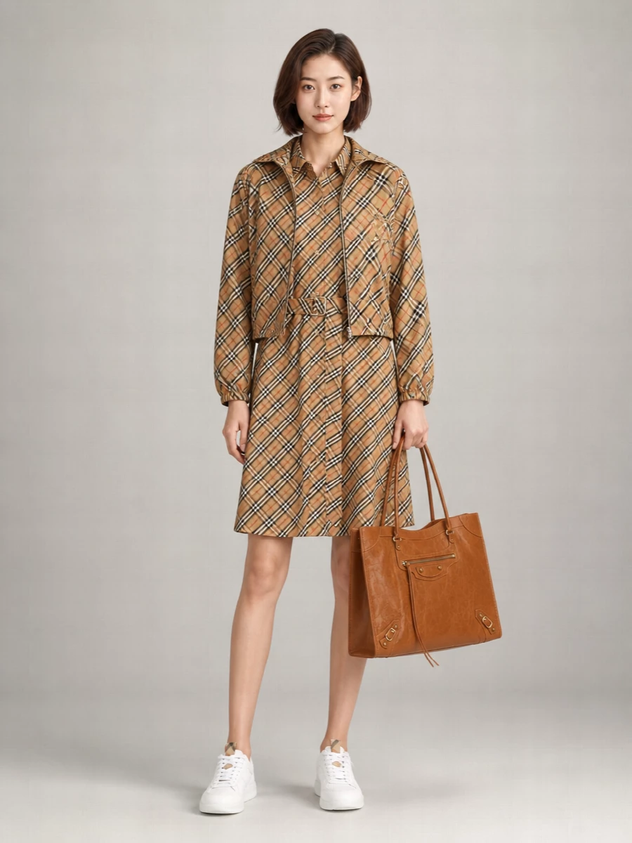 Burberry Reversible Checked Hooded Cropped Jacket
