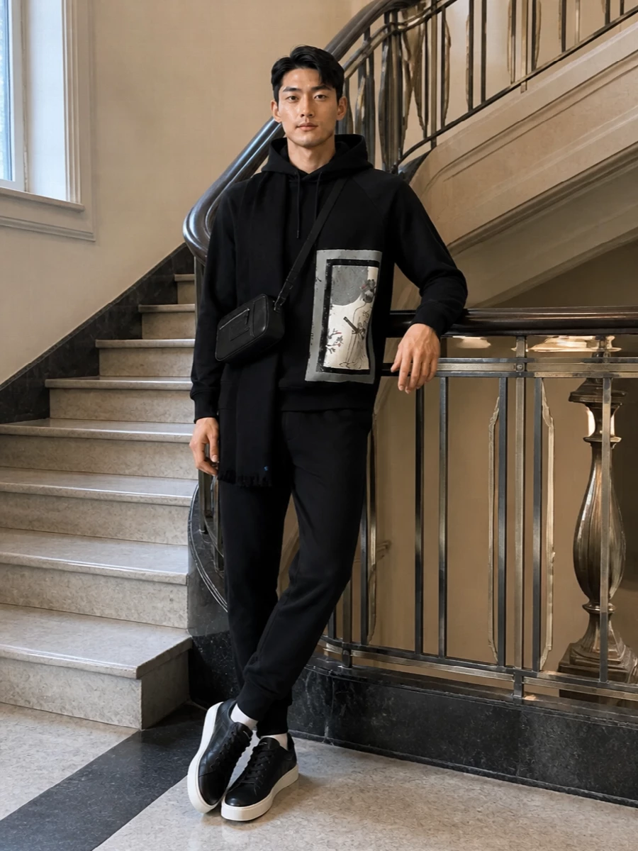 Emporio armani hoodie black joggers sneakers