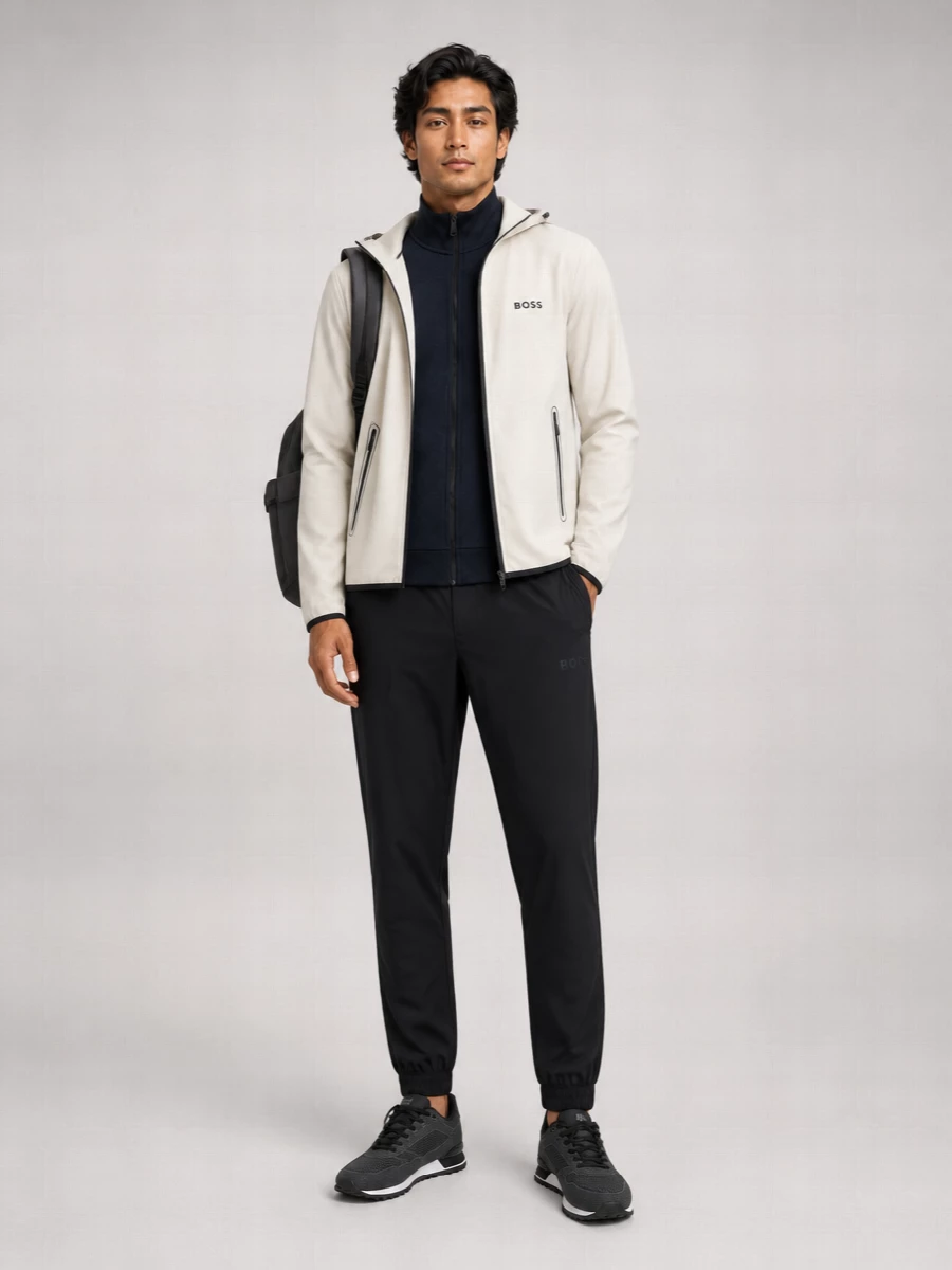 Boss Hooded Zip-Up Lightweight Jacket