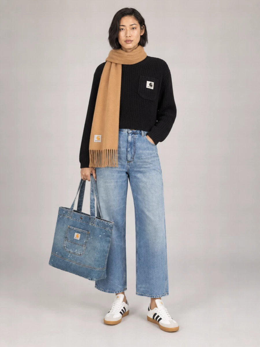 Carhartt Wip Wide Leg Jeans With Pockets And Loops