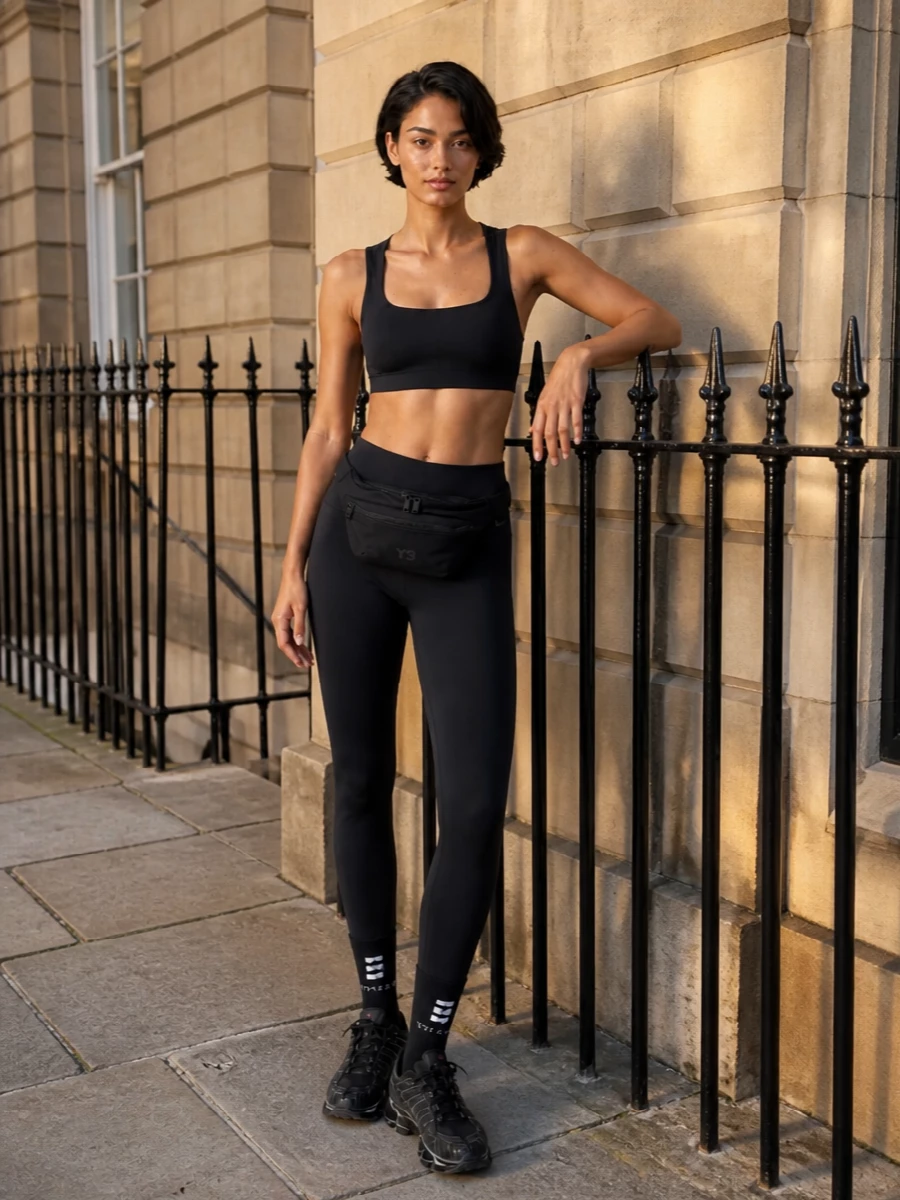 Nike black leggings crop tank sneaker outfit