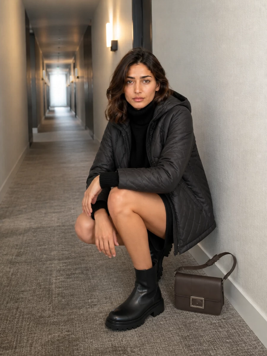 Fay parka burberry quilted mini skirt outfit