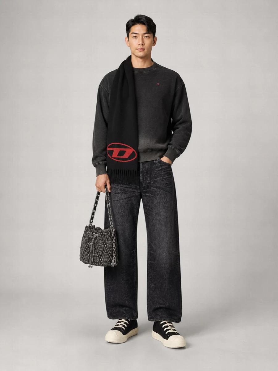 Diesel Cotton Gradient Crew Neck Sweater