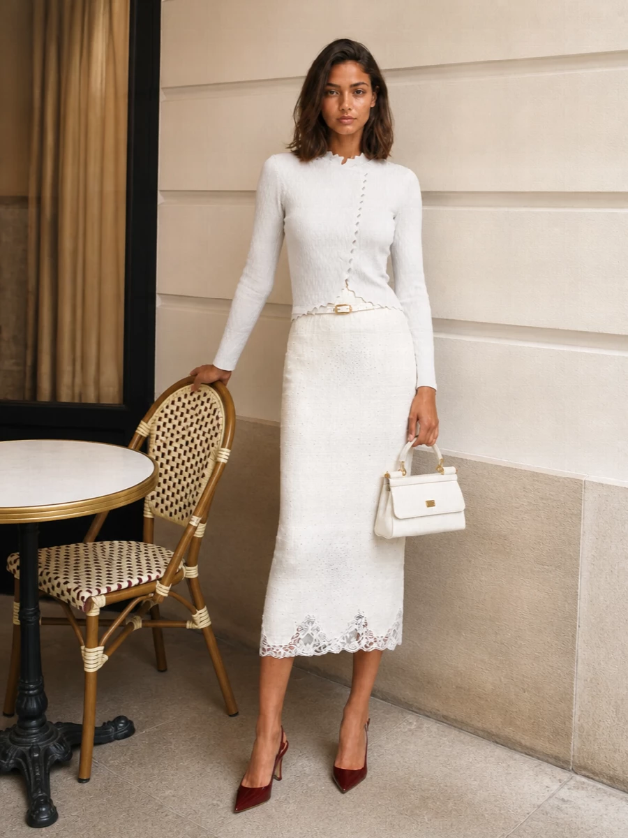 Giuseppe di morabito skirt emporio armani knit outfit