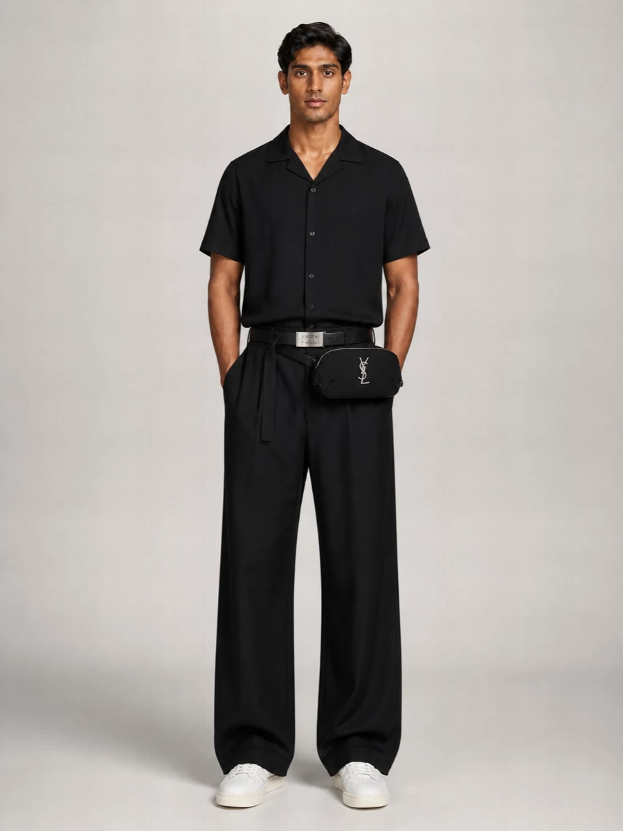 Ami Paris Cotton Wide Leg Trousers