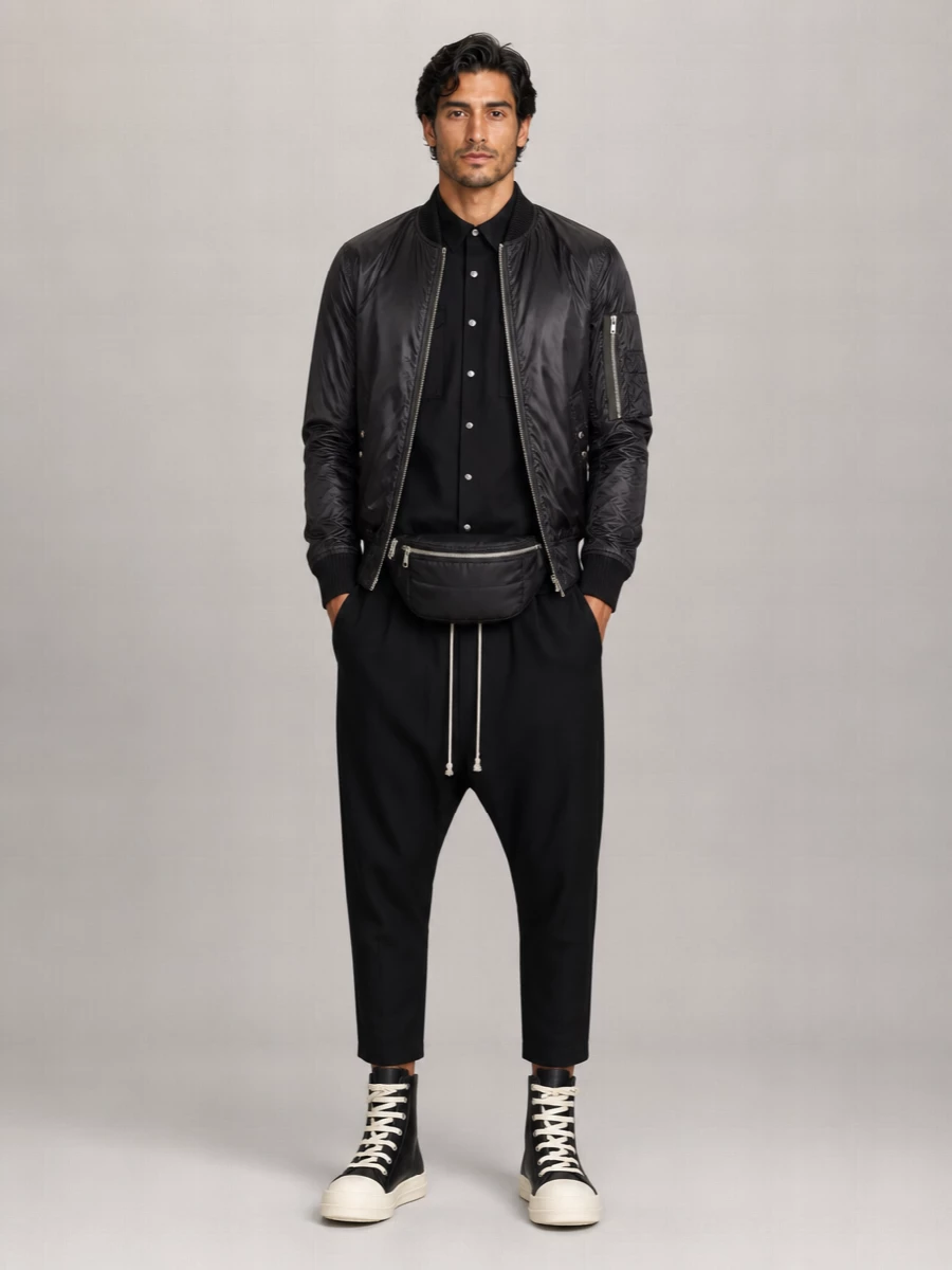 Rick Owens Nylon Ribbed Bomber Jacket