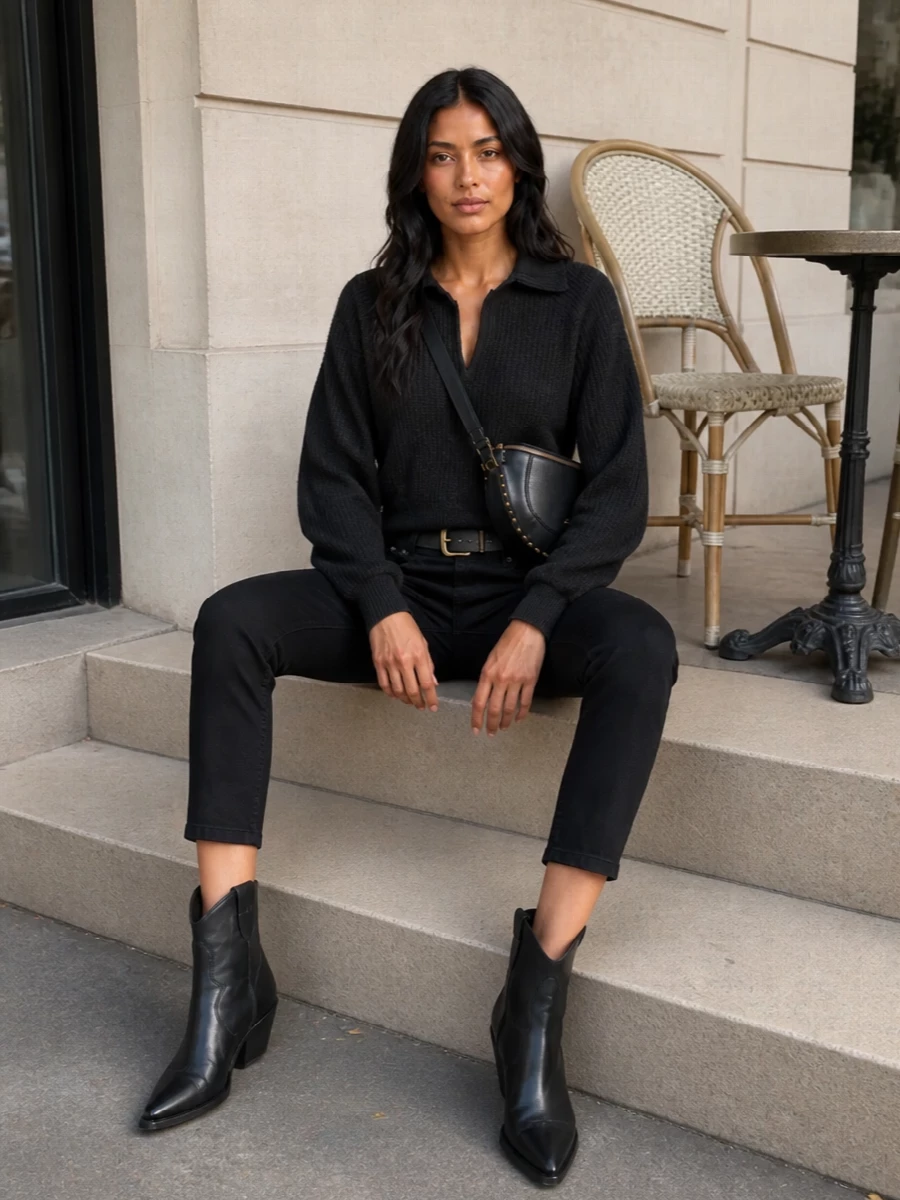 Isabel marant cropped black jeans western boots